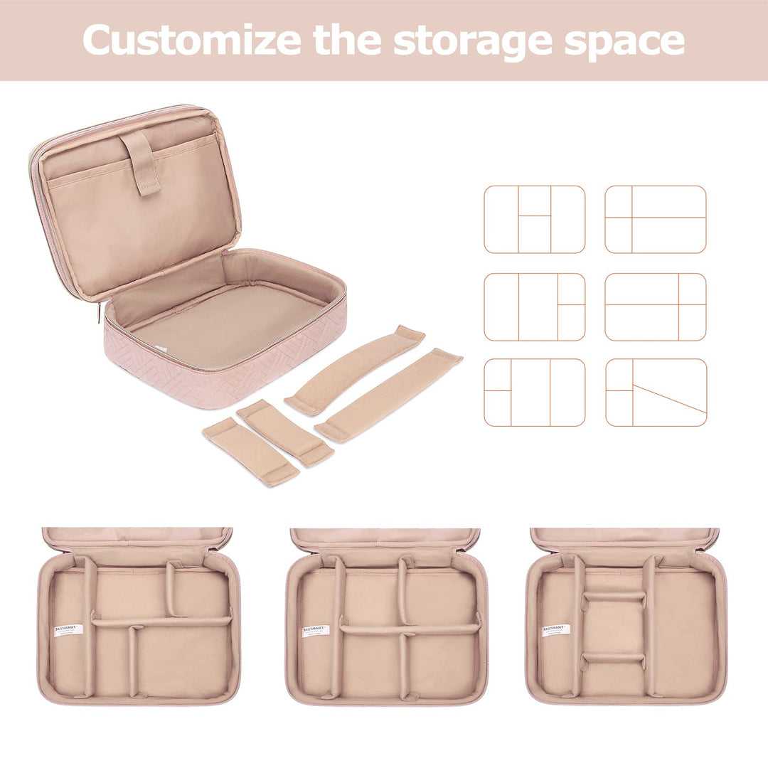 Electronic Organizer,Large Double Layer Travel Bag for Women,Electronics Accessories Storage Cases for iPad,Cables,Chargers,Hard Drive,Game Cards,Gift for Her