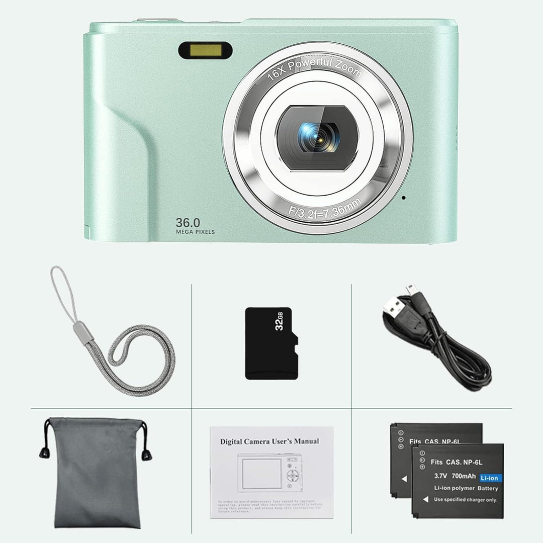 Digital Camera for Kids Boys and Girls - 36MP Children's Camera with 32GB SD Card£¬Full HD 1080P Rechargeable Electronic Mini Camera for Students, Teens, Kids