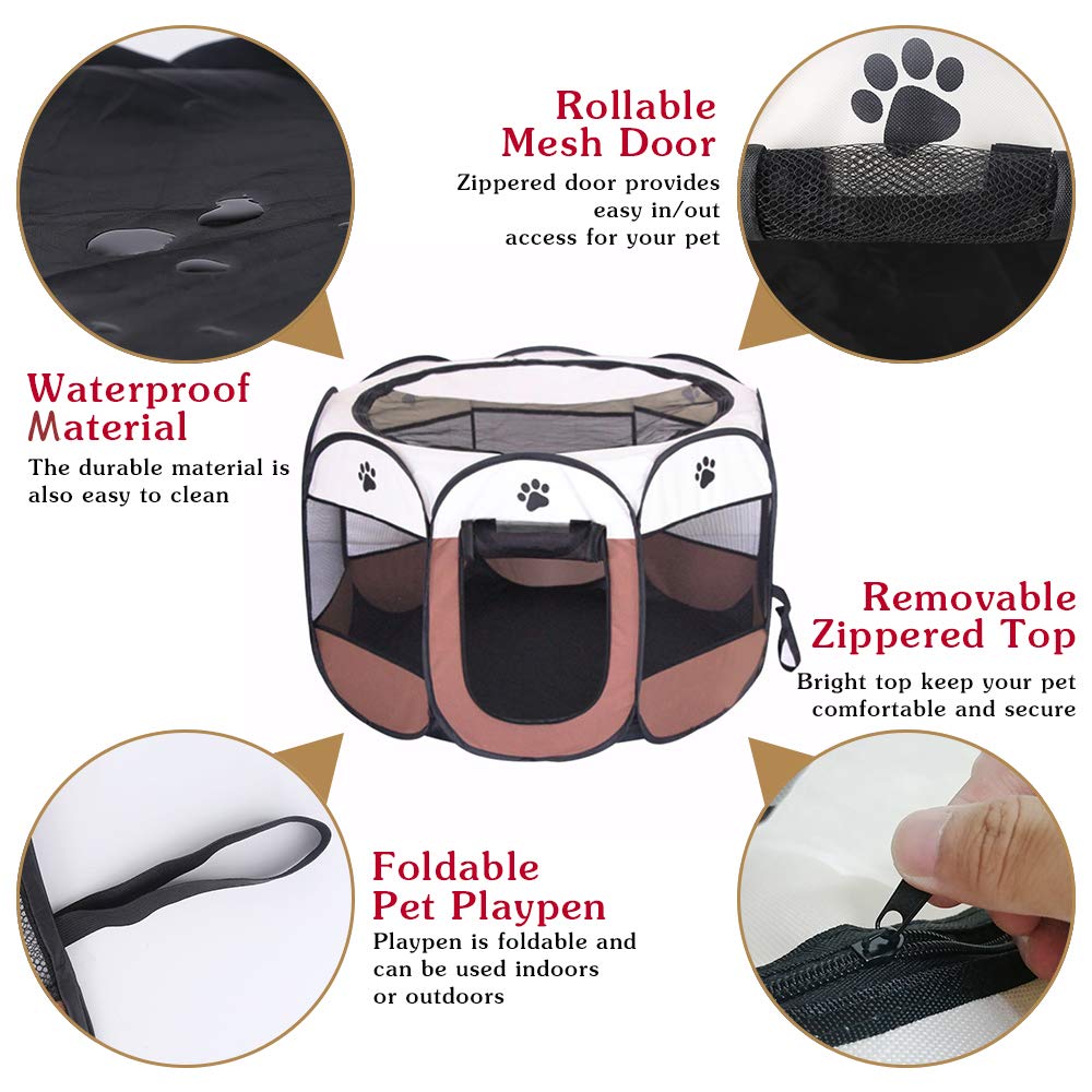Portable Pet Playpen, Dog Playpen Foldable Pet Exercise Pen Tents Dog Kennel House Playground for Puppy Dog Yorkie Cat Bunny Indoor Outdoor Travel Camping Use