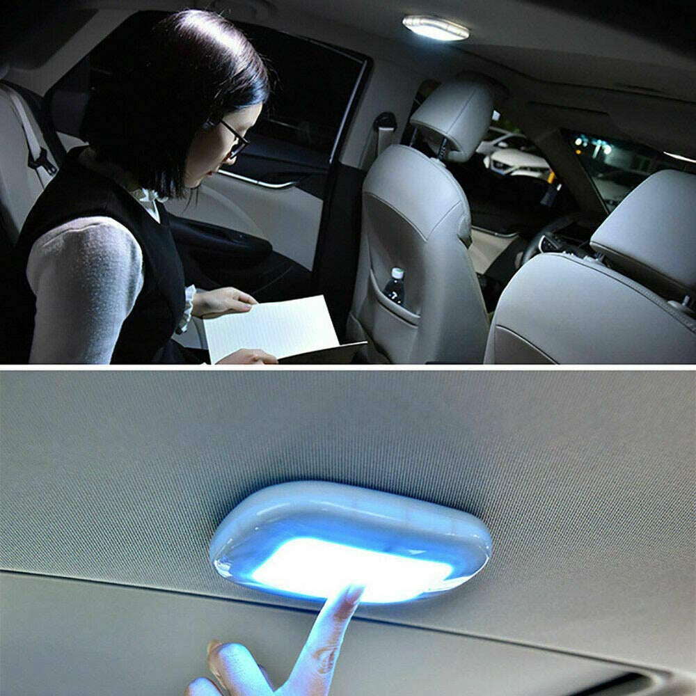 Car Interior Dome Light 10LED Ceiling Roof Lamp 12V USB Rechargeable Reading Lights for Trailer/Van/Yacht/Boat/Caravan(Black+White)