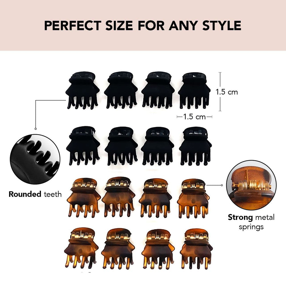 Kitsch Recycled Plastic Mini Hair Claw Clips for Women Girls, Hair Accessories for Women, Cute Hair Clips for Women, Kids Mini Clips for Hair, Little Hair Clips - 16pcs/Set