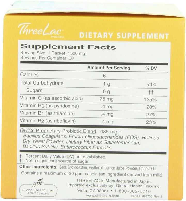 Inc. – Threelac Original Natural Probiotic Candida Relief Formula 3Lac 60 Servings