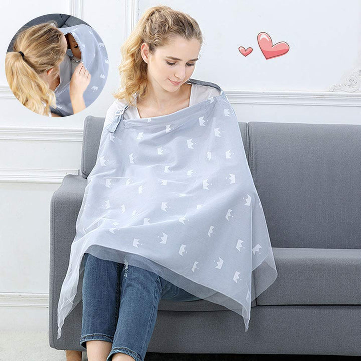 Privacy Nursing Covers, Breast Feeding Cover with Breathable Lace Screen Yarn, 360 Nursing Cover Privacy Breastfeeding Protection for Breastfeeding Baby Mom Gifts(Deer and Fox)