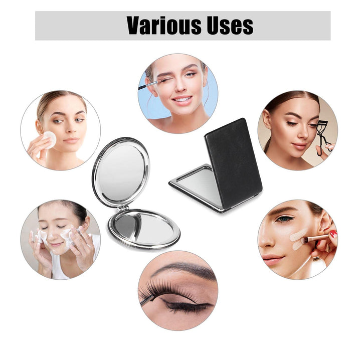 Compact Mirror, 2 Pack Makeup Mirrors Travel Black Round Portable Double-Sided Pocket Mirror for Men, Women