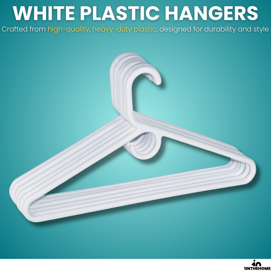Heavy Duty White Hangers Tubular Plastic Hangers, Set of 24 (Heavy Duty)