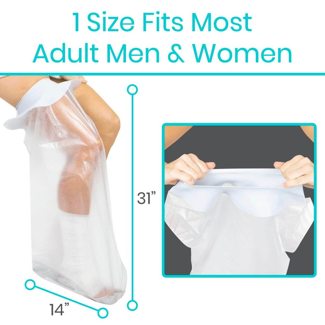 Cast Cover for Shower Leg - Waterproof, Patented Seal - Adult Cover Bag for Showering After Surgery - Also for Broken Foot, Ankle, Knee, Toe, Bandages, Wounds, Baths - Watertight & Submersible