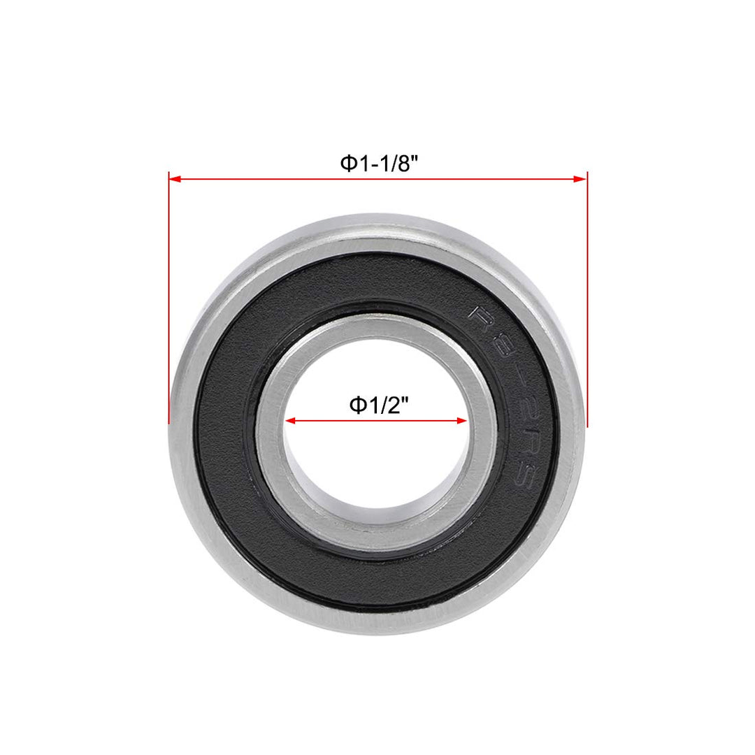 R8RS Deep Groove Ball Bearings Z2 1/2 X 1-1/8 X 5/16inch Double Sealed Carbon Steel 5pcs