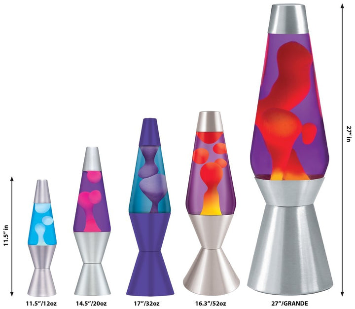 Lite 21250400US2125 The Original Silver Base Lamp with Yellow Wax in Purple Liquid, 14.5, Yellow/Purple