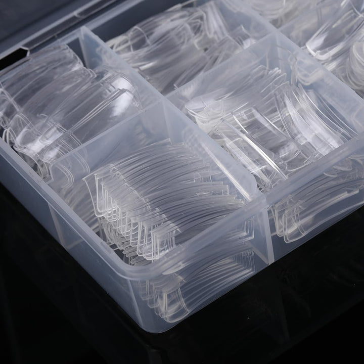 500pcs Clear French Acrylic Style Artificial False Nails Half Tips with Box