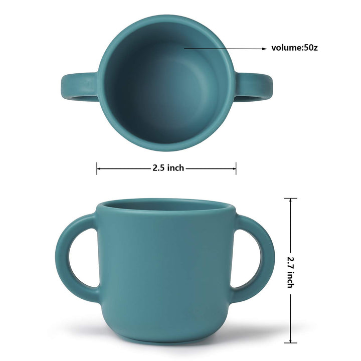 Silicone Training Cup for Infants, Toddler Learning Cup with Two Handles, Baby Open Cup 5oz, 6months+ (green)