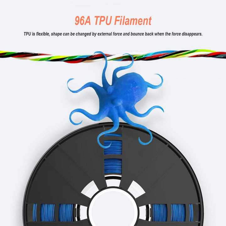 NOVAMAKER TPU Filament 1.75mm, Blue Flexible TPU 3D Printer Filament with 20g Cleaning Filament, 2.0lbs Spool, Dimensional Accuracy +/- 0.05mm, 95A Soft TPU Blue