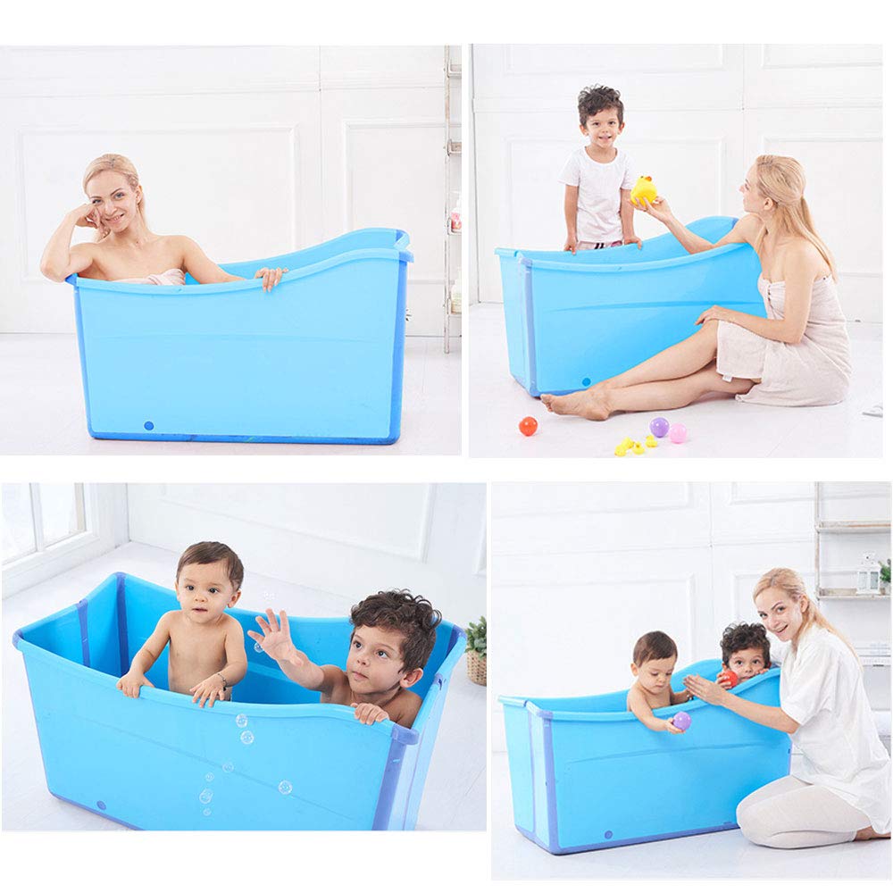 Large Foldable Bath Tub Bathtub for Toddler Children Twins Petite Adult Blue