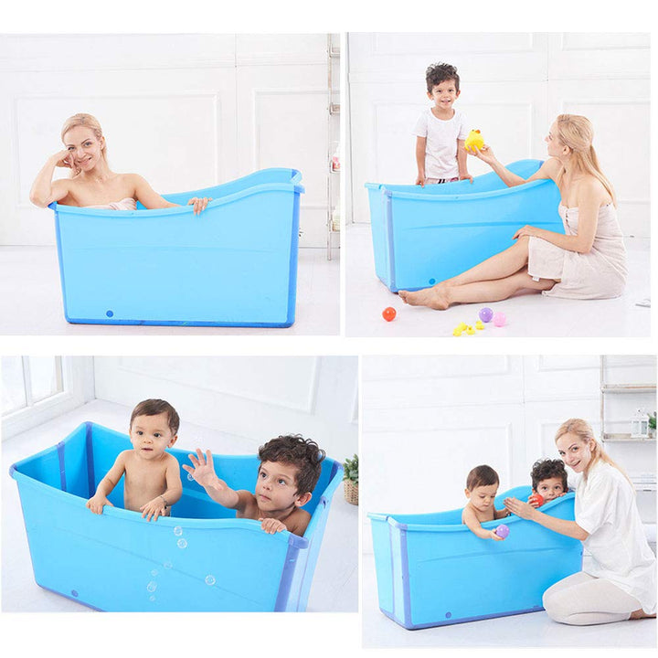 Large Foldable Bath Tub Bathtub for Toddler Children Twins Petite Adult Blue
