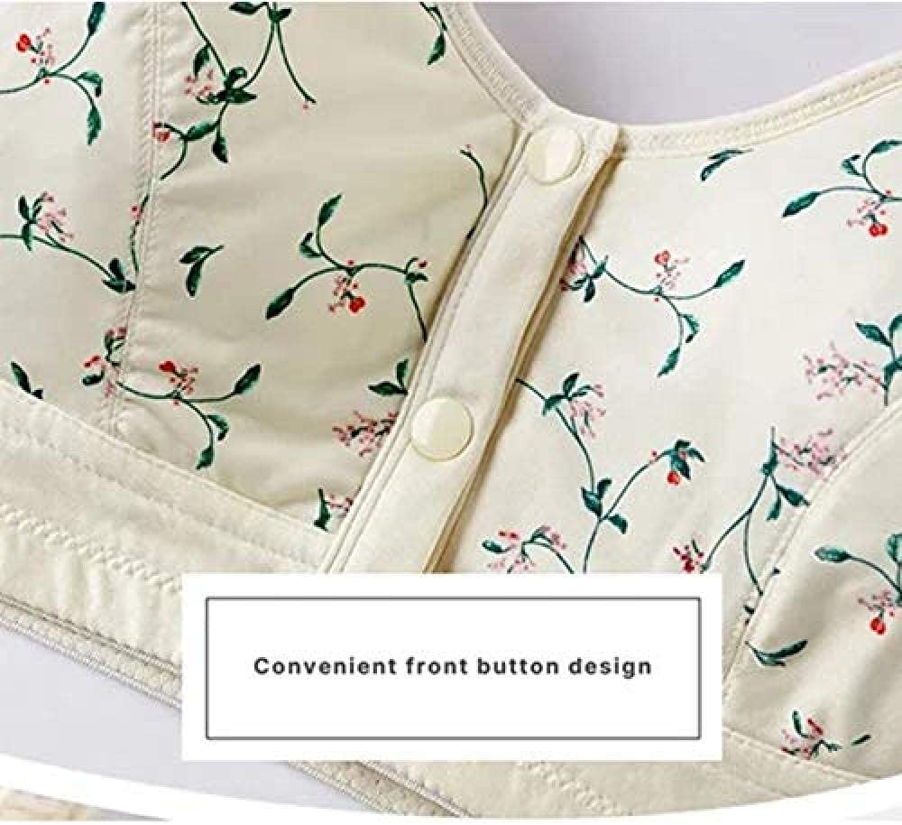 Front Button Bra, Convenient Front Button Bra,Front Closure Sports Bras Women Cotton Ultra Soft Cup,Everyday Sleep Bras,Front Closure Cotton Sports Bras for Women Girls (Beige,44)