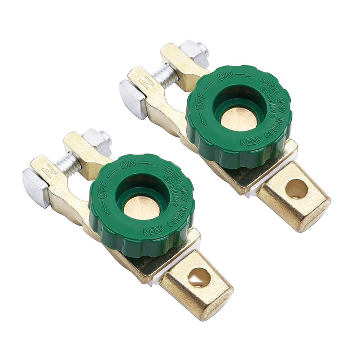 2Pcs Auto Battery Terminal Disconnect Master Switch Cut-Off Brass