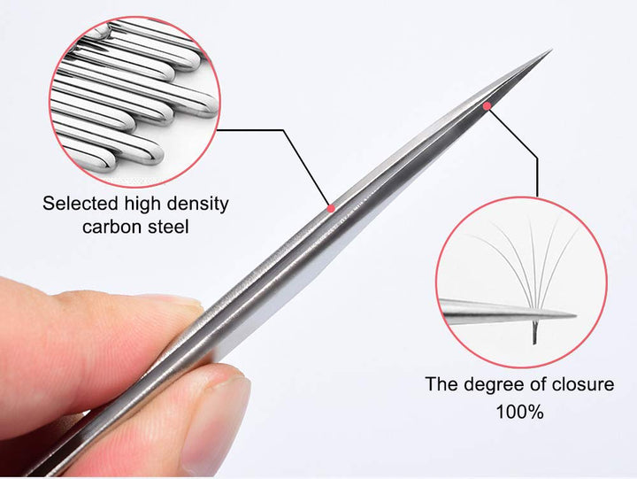 Lash Eyelash Extension Tweezers Set, 5 Pcs Straight and Curved Volume Lash Tweezers For Eyelash Extensions-Professional Stainless Steel Precision Tweezers Set,Lash Extension Supplies