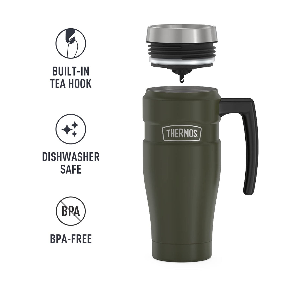 Stainless King Vacuum-Insulated Travel Mug, 16 Ounce, Army Green