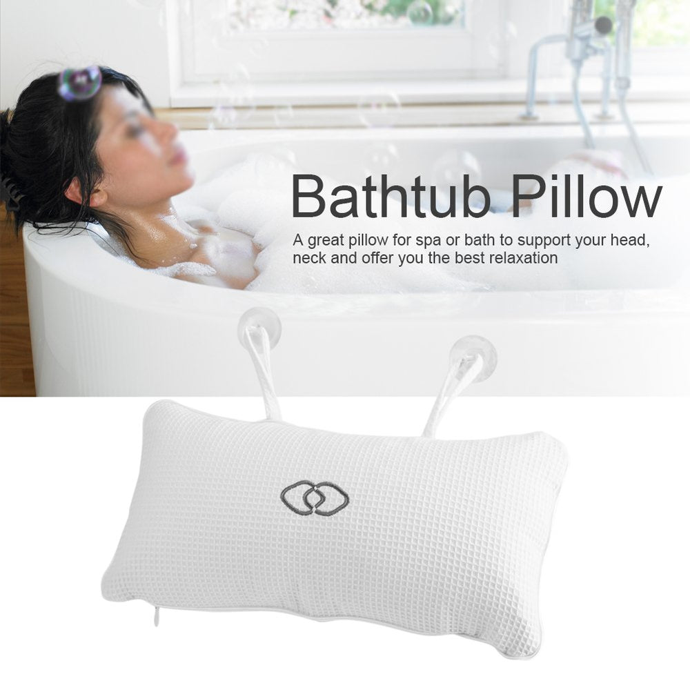 Spa Bath Pillow, Non-slip Bathtub Spa Pillow Inflatable Bath Cushion with Suction Cups Head Neck Support