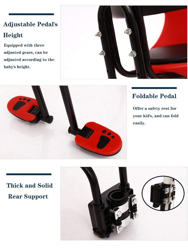 Eton Front Mounted Baby Bike Seat, Universal Kids Bike Seat for Children, Front Mount Bike Child Seats Safety Seat for Bikes Kids Safety Carrier Front Seat (A-Suitable for Bicycles with Front Beams)