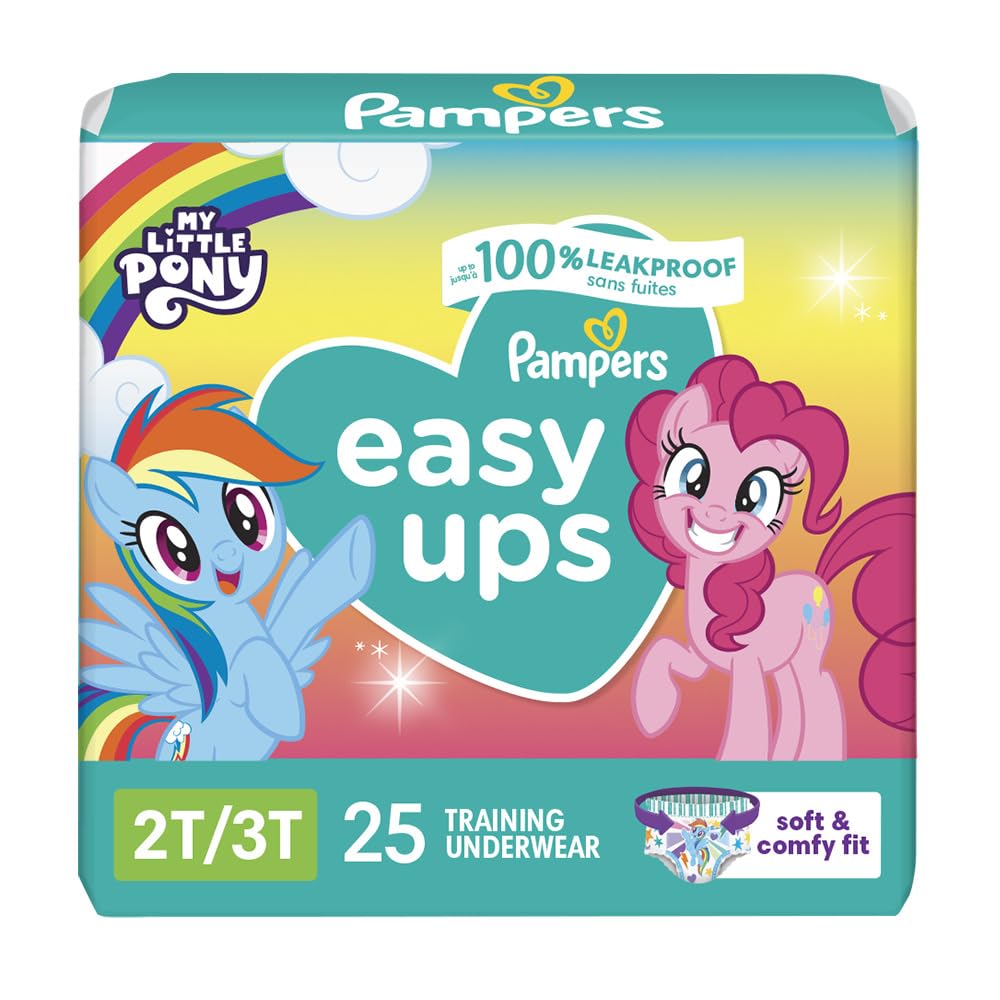 Easy Ups Pull On Disposable Training Diaper for Girls, Size 4 (2T-3T), Jumbo Pack, 25 Count