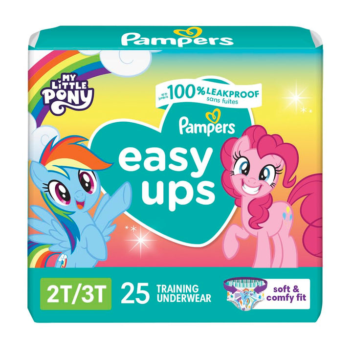 Easy Ups Pull On Disposable Training Diaper for Girls, Size 4 (2T-3T), Jumbo Pack, 25 Count