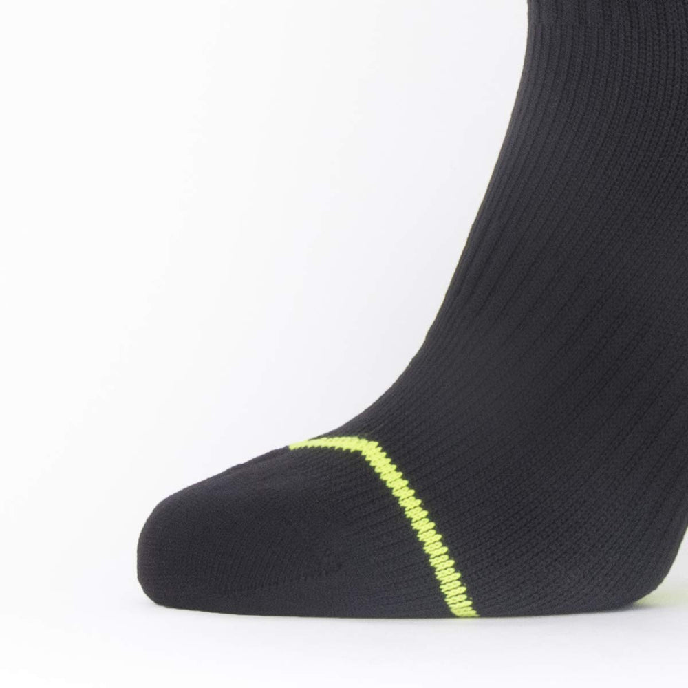 Unisex Waterproof All Weather Mid Length Sock With Hydrostop, Black/Neon Yellow, Large