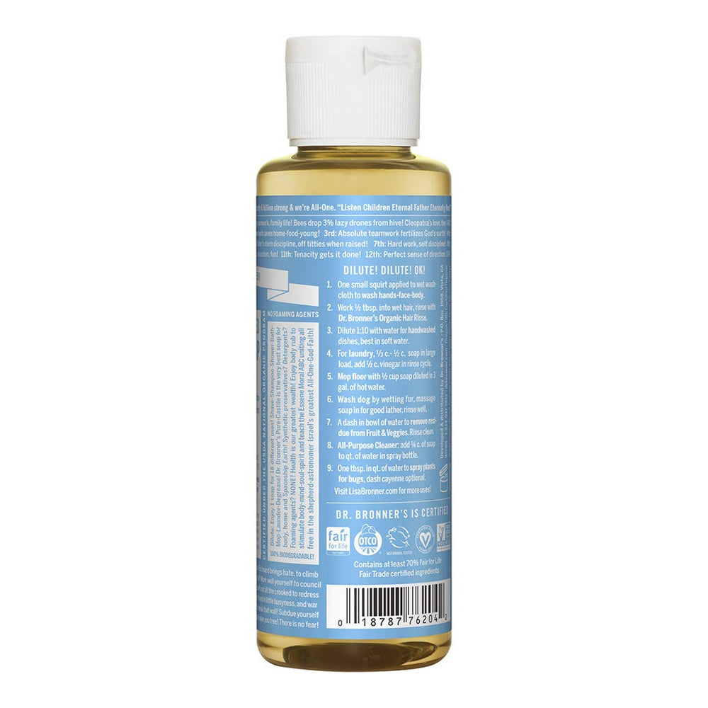 - Pure-Castile Liquid Soap (Baby Unscented, 4 Ounce) - Made with Organic Oils, 18-in-1 Uses: Face, Hair, Laundry, Dishes, For Sensitive Skin, Babies, No Added Fragrance, Vegan, Non-GMO