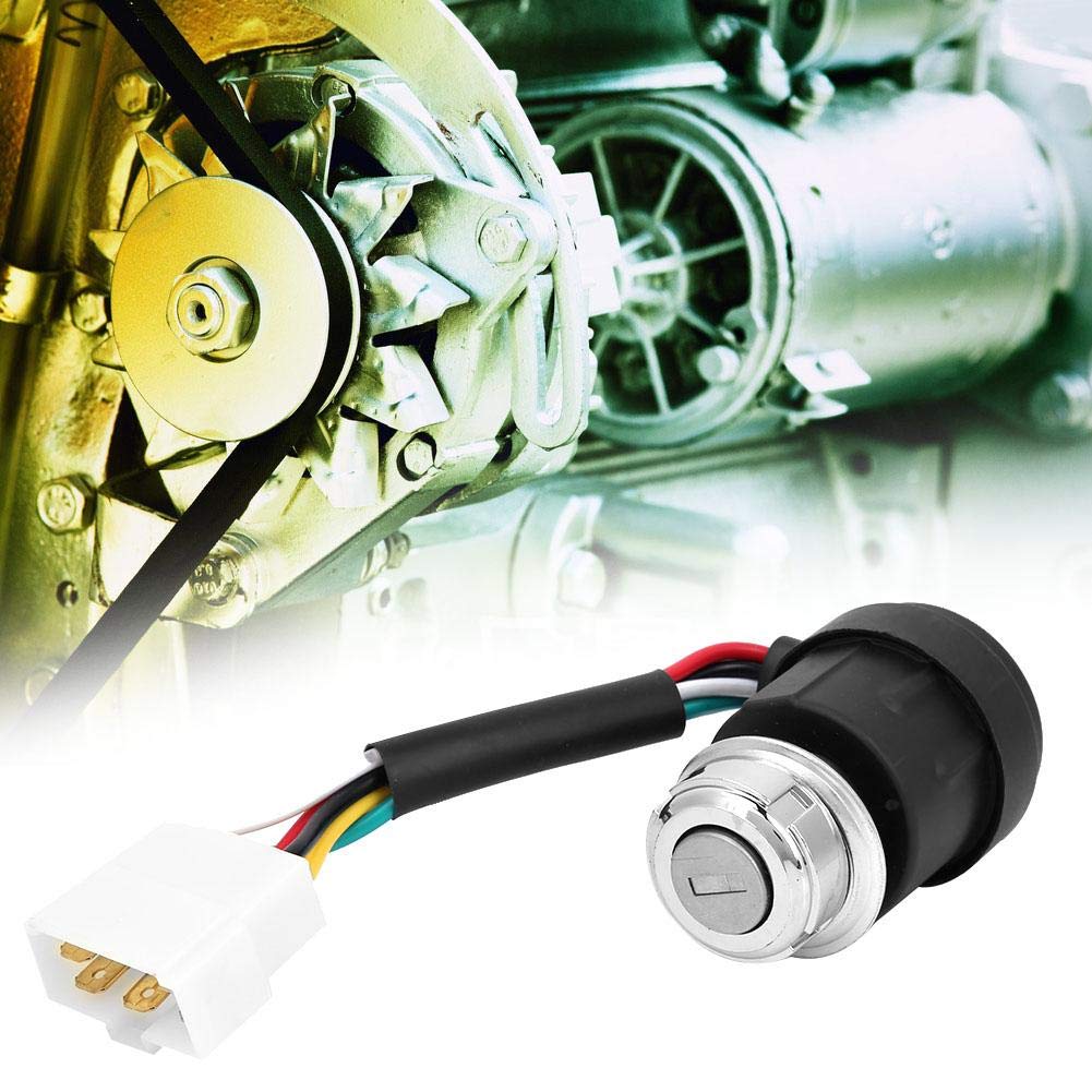 Ignition Starter Switch 5 Wire Base Ignition Key Switch Replaces Air-Cooled Tiller Electric Start Ignition Switch Electric Door Lock for 178F/186F Engine Tiller Start with 2 Keys