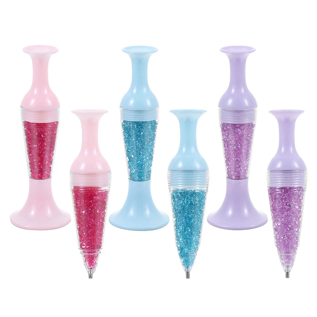 6 Pcs Diamond Painting Pen, Creative Flower Pot Shape Point Drill Pen, 5D Diamond Painting Tools for DIY Crafts, Diamond Paintings, Sewing, Cross Stitch, Nail Art Decoration (Blue, Pink, Purple)