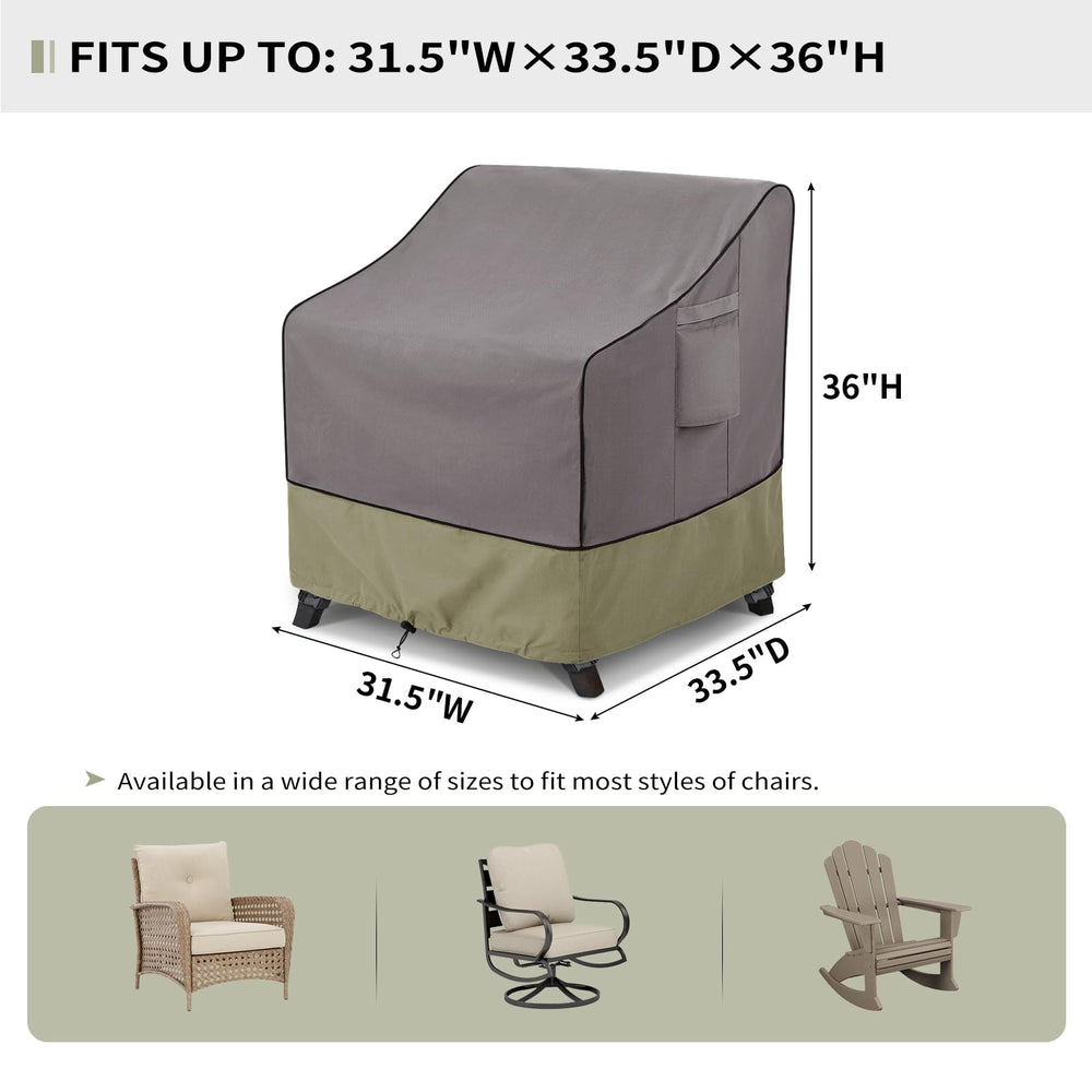 Outdoor Chair Covers Waterproof 31.5W x 33.5D x 36H inches 2pack, Heavy Duty Patio Furniture Covers for Outside Grey