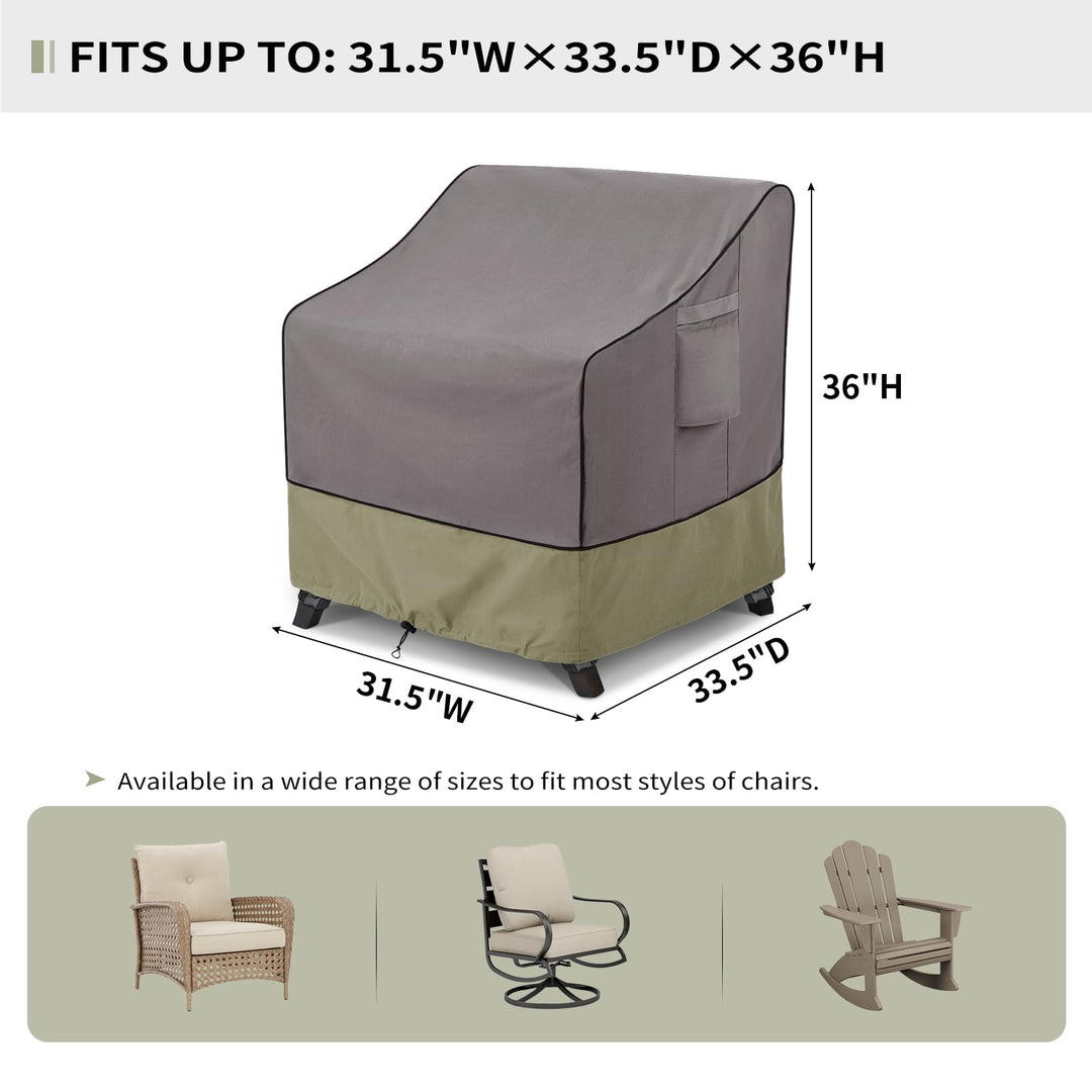 Outdoor Chair Covers Waterproof 31.5W x 33.5D x 36H inches 2pack, Heavy Duty Patio Furniture Covers for Outside Grey