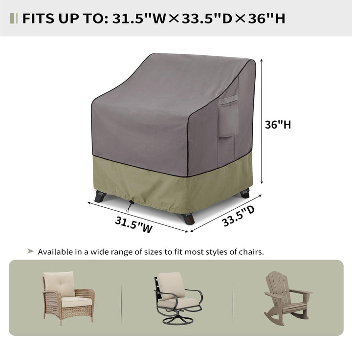 Outdoor Chair Covers Waterproof 31.5W x 33.5D x 36H inches 2pack, Heavy Duty Patio Furniture Covers for Outside Grey