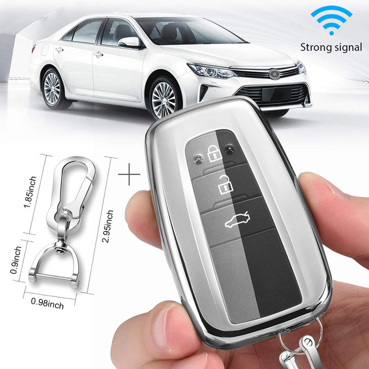 for Toyota Key Fob Cover with Keychain Soft TPU Key Fob Case All-Around Protection Key Case Compatible with 2018-2021 Toyota Camry RAV4 Avalon C-HR Prius Corolla Highlander
