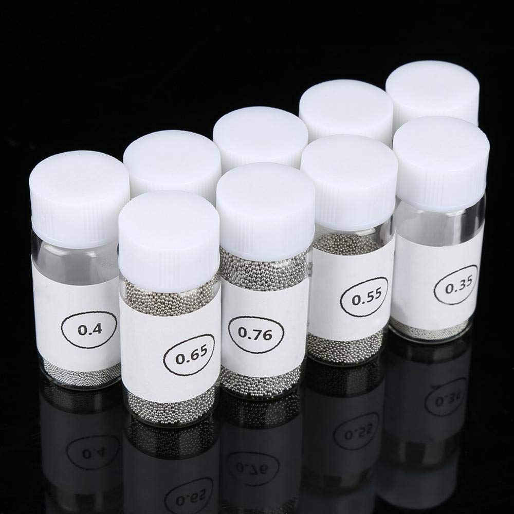 Tin Solder Ball BGA Reballing Soldering Heat Universal Stencil Balls Reball Ball BGA Ball for GPU CPU IC Chip PCB(9 bottles 0.3mm-0.76mm)