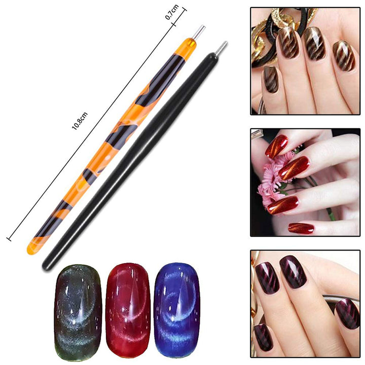 5Pcs Cat Eye Nail Art Magnet Pen Tools For Cat Eyes Double-Headed Magnetic Stick For Uv Gel Polish Manicure Nail Art Tools Nail Art Magnetic Pen Set