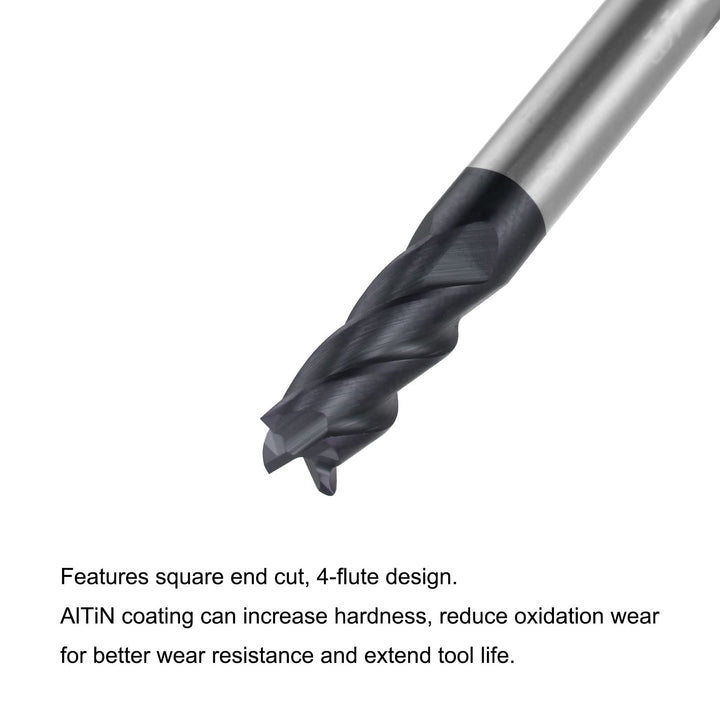Square Nose End Mill, 5mm Tip Dia Solid Carbide AlTiN Coated CNC Router Bits 4 Flute Spiral Milling Cutter HRC45 with 5mm Shank 50mm (2-inch) Length
