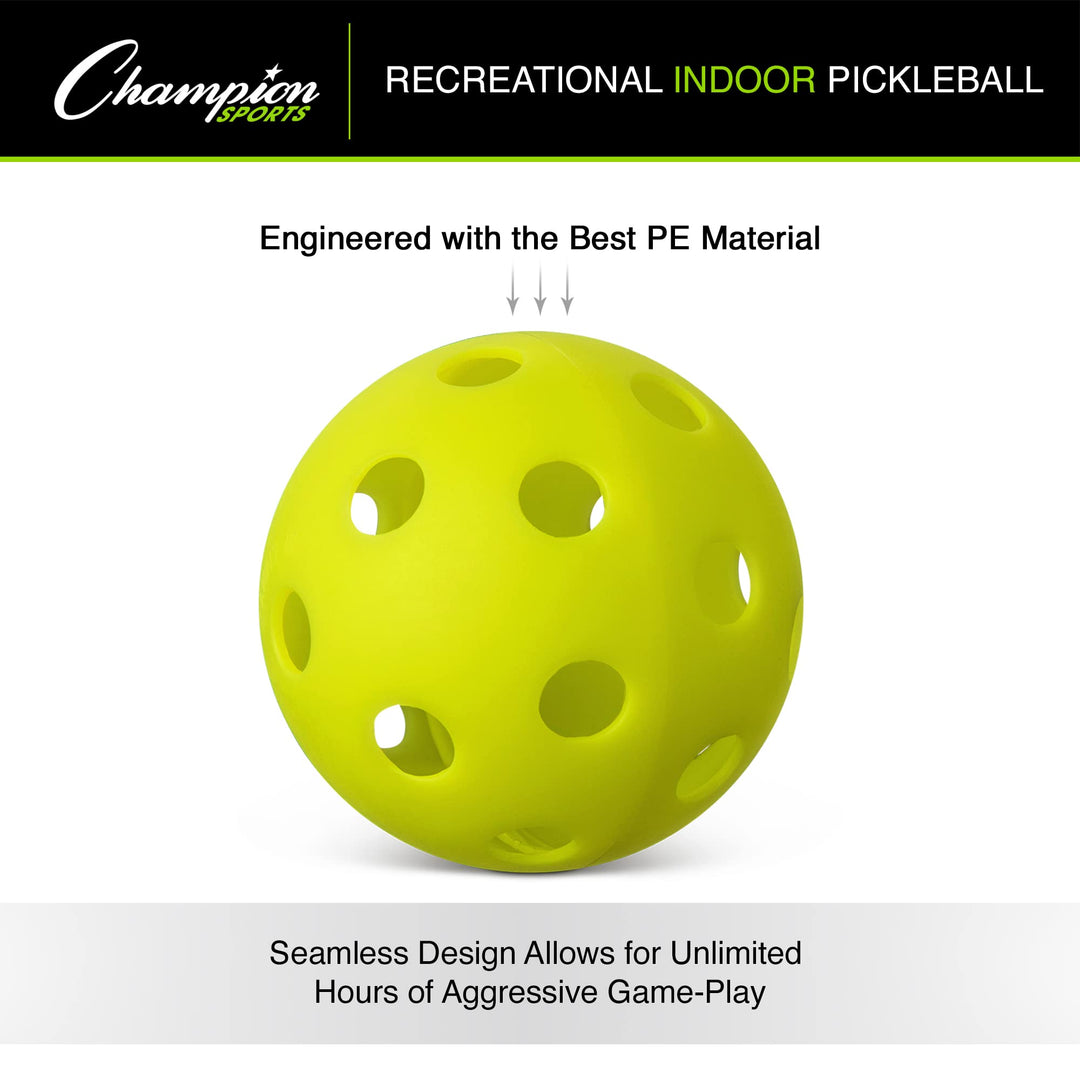 Pickleball Balls: Official Size Recreational and Tournament Pickleballs - Yellow Pickleball Ball Set for Outdoor and Indoor Courts - 6 Count (Pack of 1)
