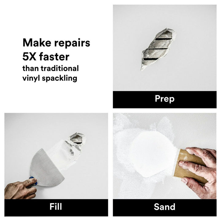 High Strength Large Hole Repair Kit, Includes Fiber Reinforced Spackling Compound (12 oz.), Repair Plate, Putty Knife and Sanding Sponge, For Easy Wall Repair, No Shrinking or Cracking (LHR-KIT)