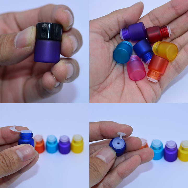 ELFENSTALL- New 24Pcs/lot Colorful Frosted 1ml 1/4 Dram Essential Oil Glass Bottle Empty Perfume Sample Vials Small Bottles for Party Makeup Xmas Gift + 1pc Clean Cloth + free 1ml Dropper Pipette (24)