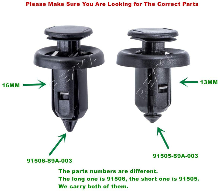 20pcs Bumper Fender Grille Clips Stem Length 13 mm Compatible with Honda Acura 91505-S9A-003 Accord Civic CR-V MDX RDX