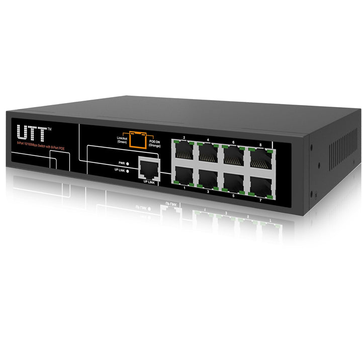 S1081P Unmanaged PoE Switch with (8 PoE Ports | 1 Ethernet Uplink Port) – 120W– 802.3af/at – for IP Camera & AP
