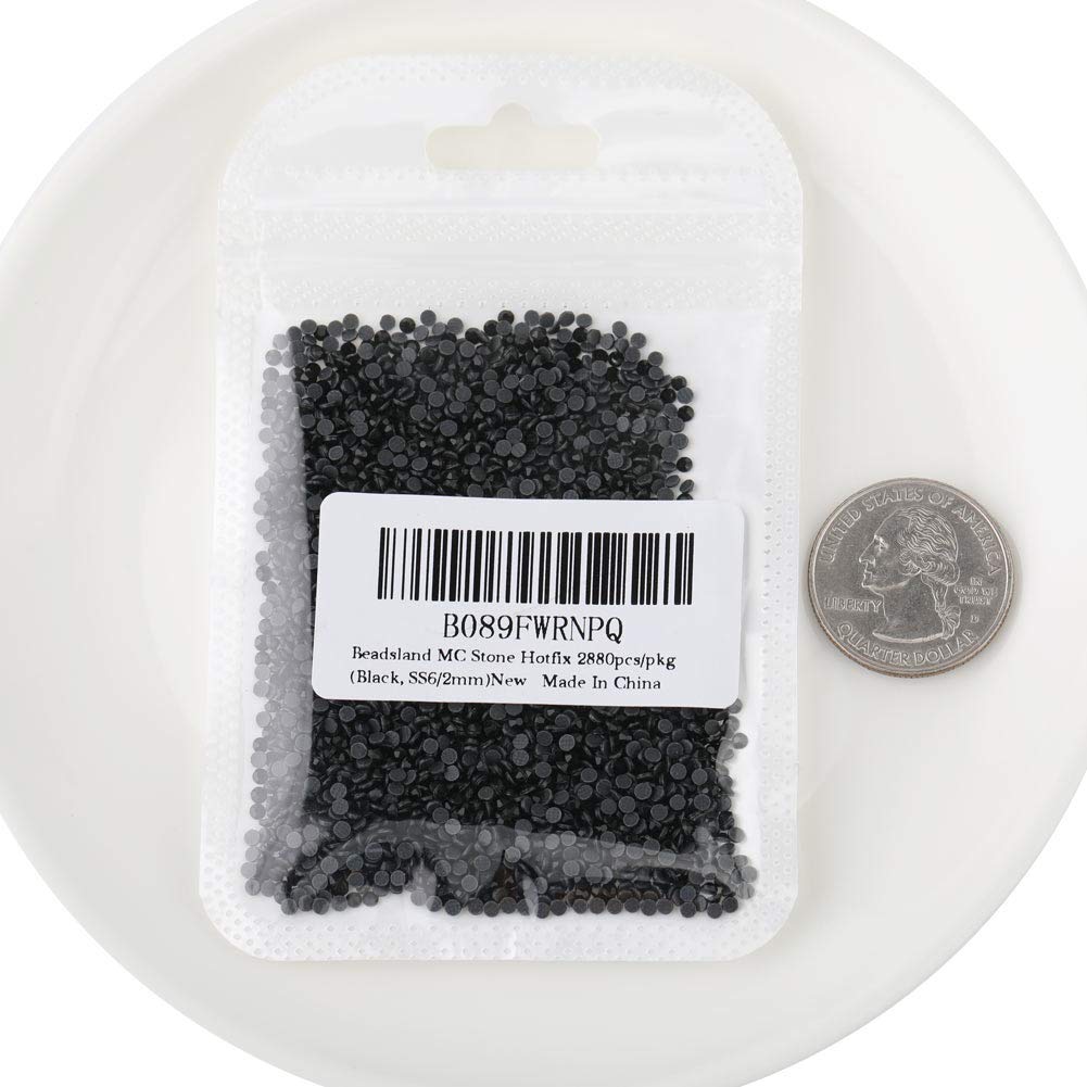 Crystal Hotfix Rhinestone,Machine Cut Stone 2880pcs/pkg (Black,SS6/2mm)