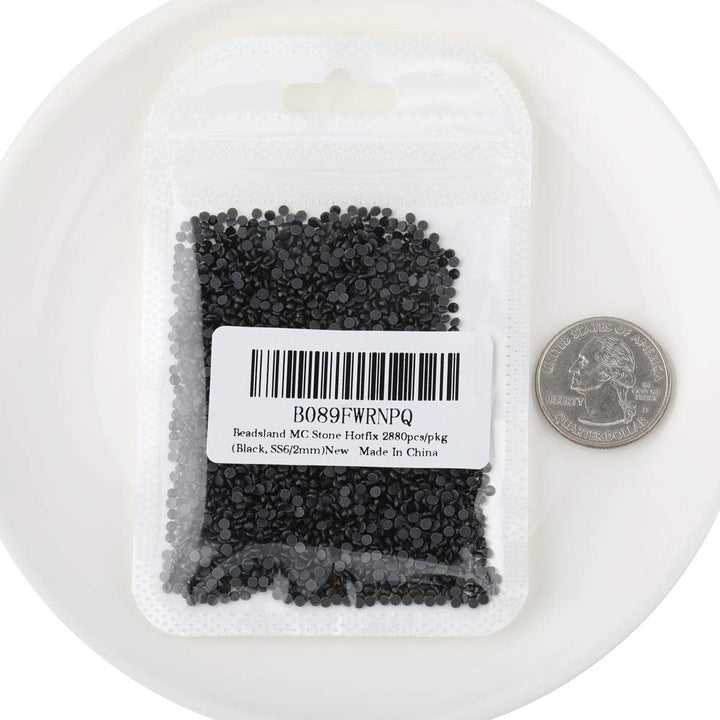 Crystal Hotfix Rhinestone,Machine Cut Stone 2880pcs/pkg (Black,SS6/2mm)