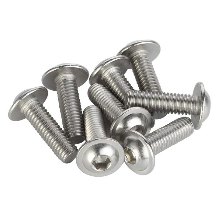 M6-1.0 x 16mm Flange Button Head Socket Cap Screws, Stainless Steel 18-8 (304), Bright Finish, Fully Threaded, Allen Socket Drive, 20 PCS