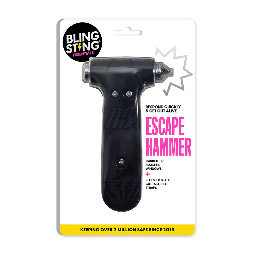 Super-Cute Safety Hammer - Emergency Automotive Escape Hammer Tool, Seat Belt Cutter & Car Window Break Tool - Black, 1 Count