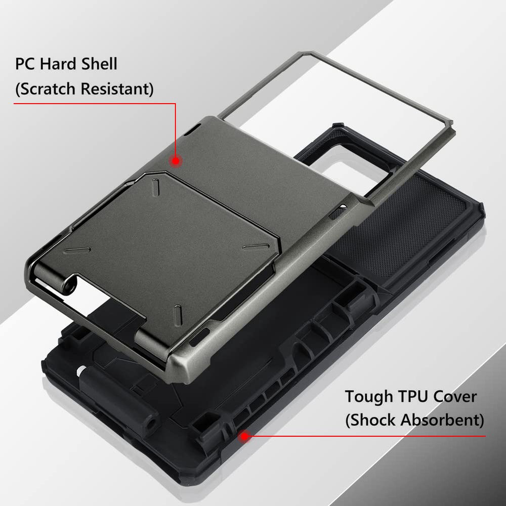 Wallet Case for Samsung Galaxy S22 Ultra Case with 4-Card Credit Card Holder Slot Shockproof Cover Hybrid Heavy Duty Protection Armor Phone Case Compatible with Samsung Galaxy S22 Ultra-Gray