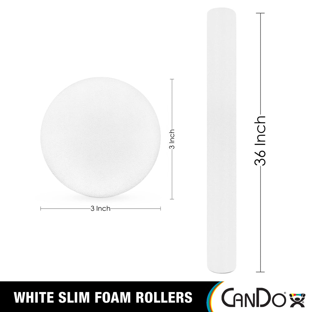 Slim White PE Foam Rollers for Exercise, Fitness, Muscle Restoration, Massage Therapy, Sport Recovery and Physical Therapy for Home, Clinics, Professional Therapy 3 x 36 Round