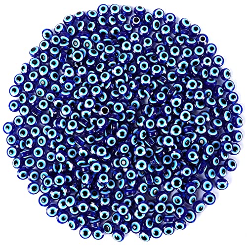 400Pcs Blue Evil Eye Beads for Jewelry Making 8mm Evil Eye Charms for Bracelet Making Handmade Resin Turkish Evil Eye Spacer Beads Charms Round Bead for Bracelets Necklace Earrings DIY Crafts