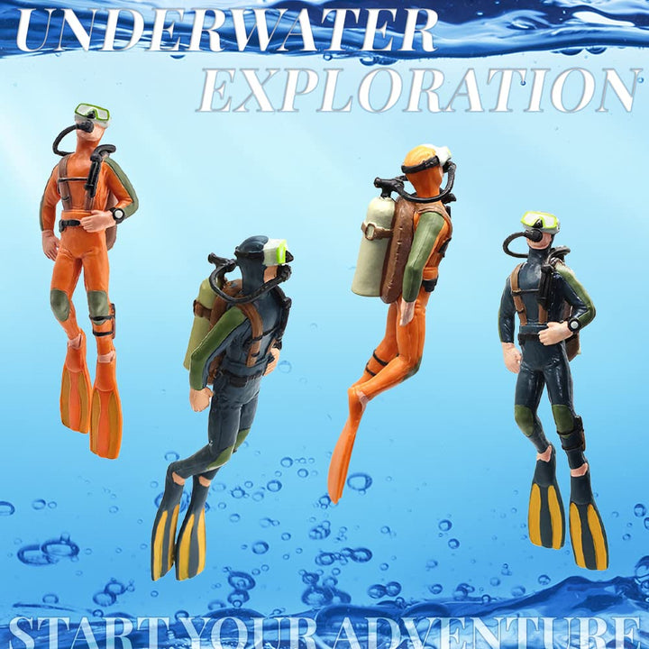 Fish Tank Accessories-2PCS Floating Lovely Diver Aquarium Decorations Playset for Ocean Scene Layout Ornaments Miniature Sand Table and Other Scenes
