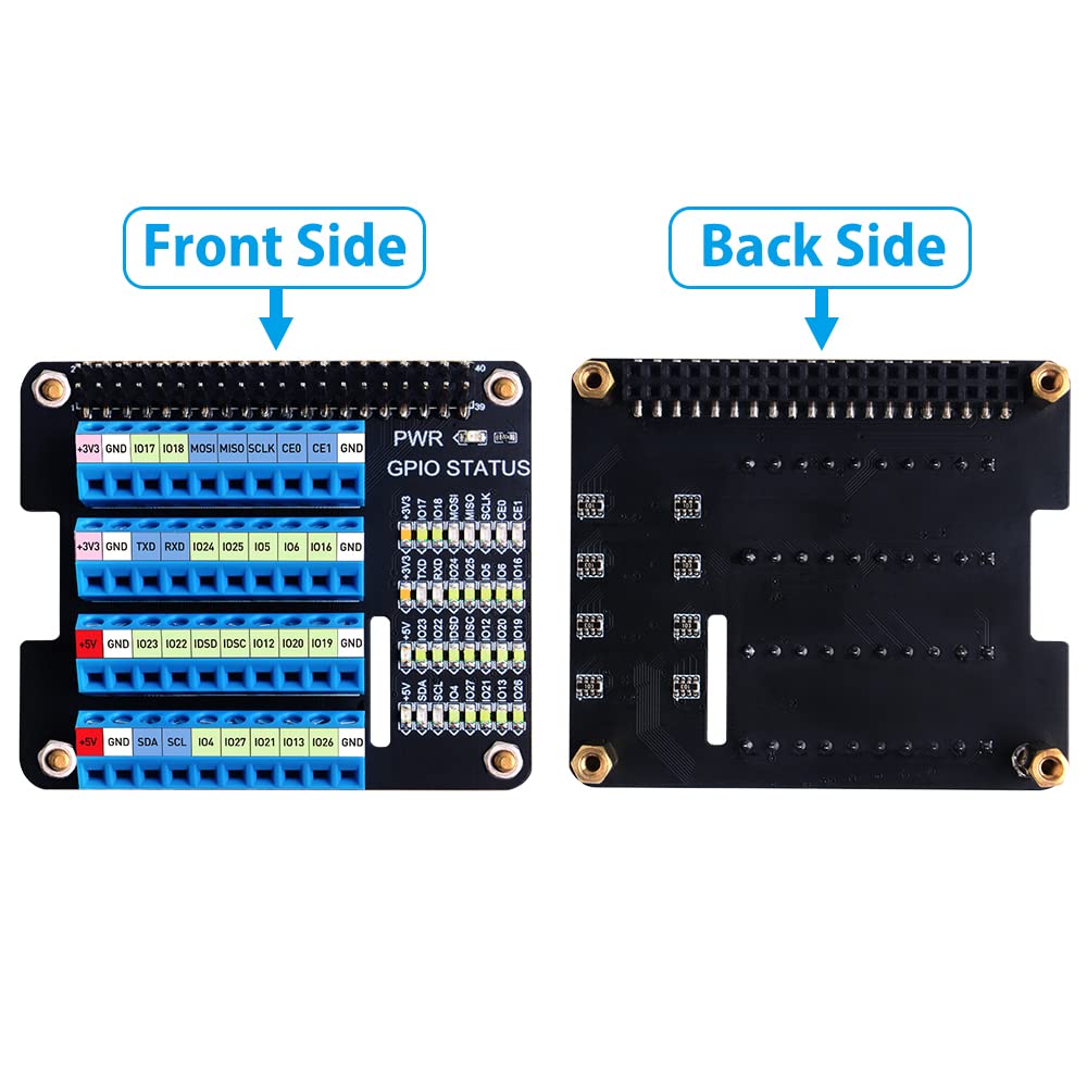 GPIO Screw Terminal Block Breakout Board HAT for Raspberry Pi, GPIO Expansion Board Breakout Module with GPIO Status LED for Raspberry Pi 4B/3B+/3B/2B/B+/Pi Zero W/Pi Zero 2 W